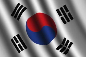 The South Korea flag flying in the wind