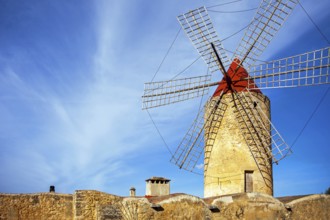 An old windmill in Algadia Mallorca Spain