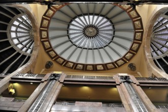 Mexico City, Mexico, Central America, An impressive interior with a large glass dome ceiling that
