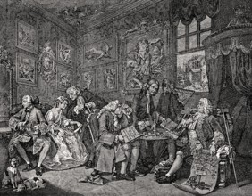 The Marriage Settlement, Marriage A-la-Mode, caricature by William Hogarth, 1697-1764