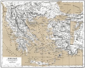 Historical map of ancient Greece with Asian and Thracian Colonies