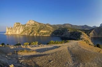 Small bay on the Black Sea coast in the early quiet morning. Crimea