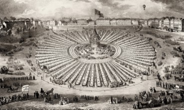 Dinner celebrating the coronation of Queen Victoria, Cambridge, Parker's Piece, 1838