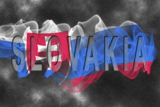 Slovakia Flag with Starry Background Smoke Effect