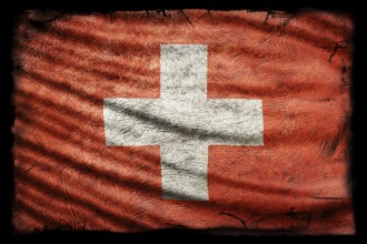 Switzerland Flag, Grunge Texture Background