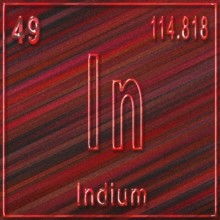 Indium chemical element, Sign with atomic number and atomic weight, Periodic Table Element