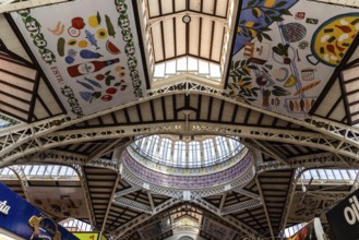Valencia, Spain, July 29, 2023: Central Market of the city of Valencia. Interior View, Europe