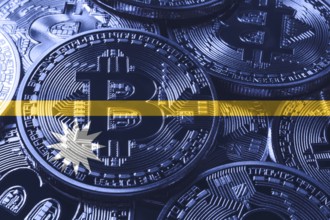 Nauru bitcoin flag, national flag cryptocurrency concept black background