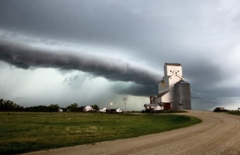 Prairie Storm Clouds Canada Saskatchewan Grain Elevator