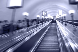 Escalators in a metro, a radial blurring