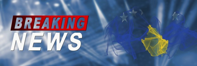 Kosovo Breaking News, Smoke Flag Background
