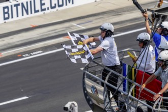 INDYCAR driver, JOSEF NEWGARDEN (2) of Nashville, Tennessee, wins the Indianapolis 500 at the