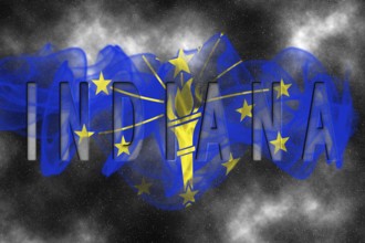 Indiana Flag with Starry Background Smoke Effect