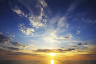 Beautiful landscape with sunset over sea
