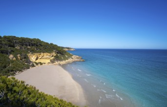 Cala Waikiki beach also Cala Fonda in Tarragona in Marquesa woods of Catalonia Spain