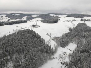 An image of a Black Forest winter scenery aerial view Germany