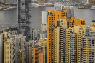 Skyscrapers of Hong Kong which is visible from the Victoria Peak. Shooting Location: Hong Kong