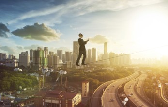 Blind businessman, concept of risk and danger in business decision