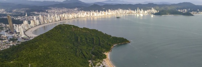 Balneario Camboriu in Santa Catarina. Taquaras Beach and Laranjeiras Beach in Balneario Camboriu.
