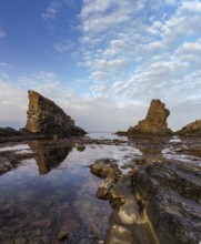 Landscape view of the Stone Ships sea stacks in Sinemorets on the Black Sea in Bulgaria
