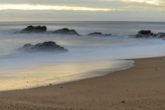 Rocky coast of the Atlantic Ocean in France near Sable d'olonne town