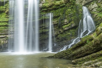 Flumen waterfall in the Flumen gorges at the bottom of a valley in the Jura. France