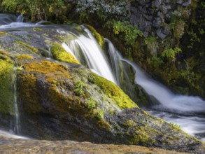 Small waterfalls in the Gjain Valley, South Iceland, Iceland, Europe