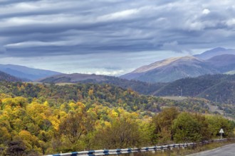 Forested mountains in autumn in Armenia