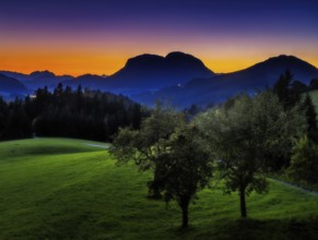 Mountain landscape in the alps of Austria during sunset