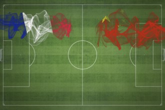 France vs China Soccer Match, national colors, national flags, soccer field, football game,