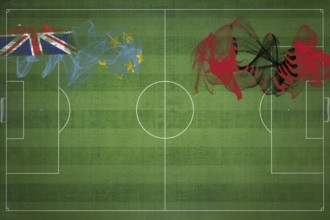 Tuvalu vs Albania Soccer Match, national colors, national flags, soccer field, football game,