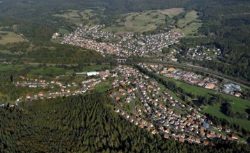 Aerial view of Partenstein in the Main-Spessart district