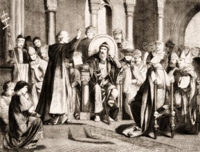Charlemagne and the oath of purgation of Pope Saint Leo III, accused of adultery and perjury, Rome,