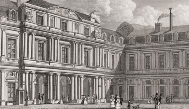 Palais du Duc D'Orleans, Paris, antique steel engraved print, 1831