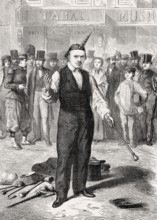 Open air show, Baton player, Paris, France, 1862, Europe