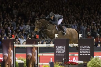 Julien Epaillard of France competes in the equestrian Audi Grand Prix at Jumping International
