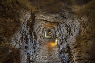 Tunnel interior in the famous mines of la Union in Murcia, Spain, Europe