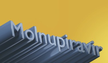 Poltava, Ukraine - 19 October 2021 Molnupiravir pills, treatment of covid. Coronavirus medication,