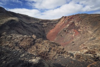 Amazing volcanic landscape. Volcanic crater in Timanfaya national park, Lanzarote, canary islands,