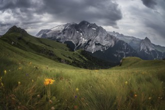 Marmolada mountains ridge, Val di Fassa, Italian Dolomites