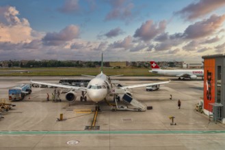 Naples, Italy - 24.06.2022: Aircraft maintenance in Capodichino International Airport