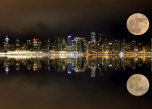 Vancouver Night Full Moon from Stanley Park