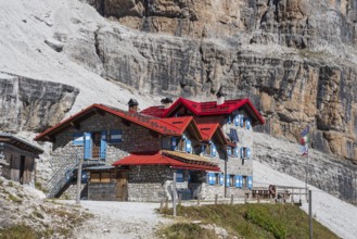 Alpine hut Silvio Agostini in Dolomites Alps, Italy, Europe