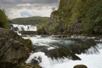 Štrbacki Buk, waterfall in the River Una, the Una is the border between Bosnia and Herzegovina and