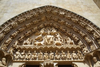 Burgos Cathedral facade in Saint James Way at Castilla Leon of Spain
