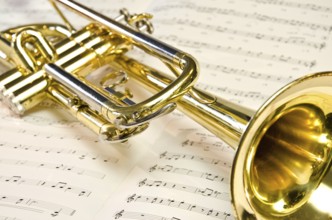 Trumpet on sheet music