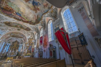 Rococo church of St Ulrich, affectionately known as -the little meadow-, Seeg, Allgäu, Bavaria,