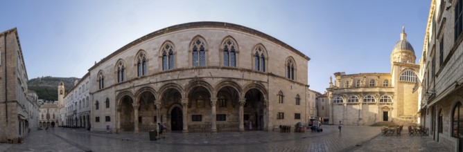 Old town, behind the cathedral tower, panoramic view, Dubrovnik, Dalmatia, Croatia, Europe