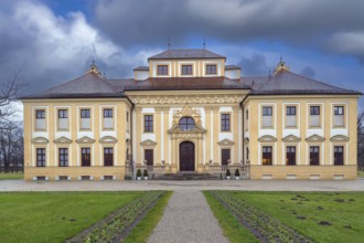 Lustheim Palace in a grand baroque park in the village of Oberschleissheim, a suburb of Munich,