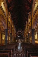 MELBOURNE, AUSTRALIA, MAY 21, 2022: The iconic interior of St. Patrick's Cathedral which is a Roman